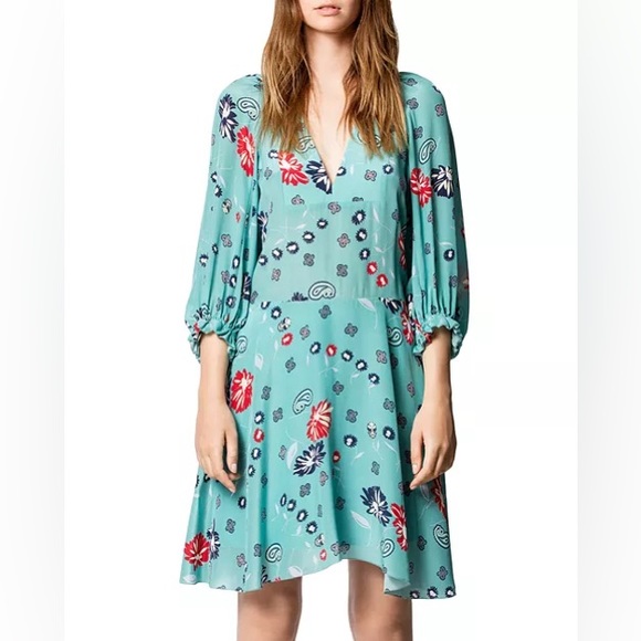 Zadig & Voltaire Remi Daisy Printed Silk Dress Size Small NEW - Picture 1 of 6